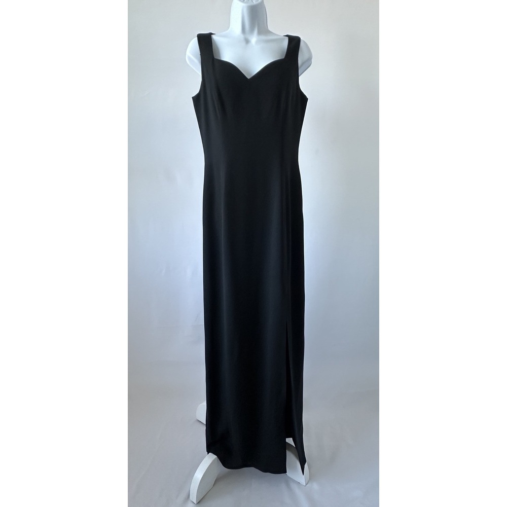 90s Lillie Rubin Black  Formal Maxi Dress Sz: 8 Classic Sexy (b53)